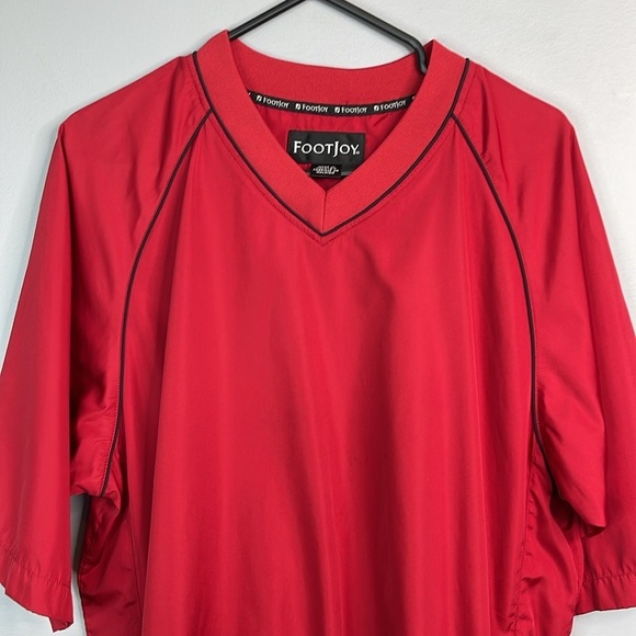 FootJoy Mens Red Windbreaker Shirt Jacket Red V-Neck Short Sleeve Pockets Golf S - Picture 3 of 12